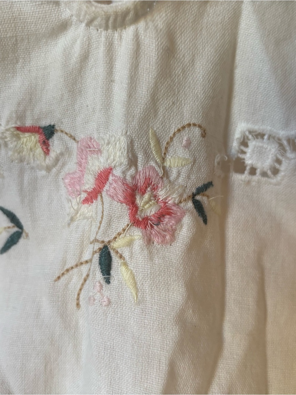 Free People S/P                       White Embroidered Lace V-Neck Women's Top - Picture 3 of 5